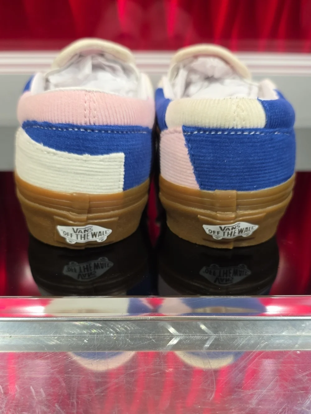 Vans SlipOn V Corduroy Patchwork Pink Blue Men's Youth 3.0 Women's Youth4.5 New
